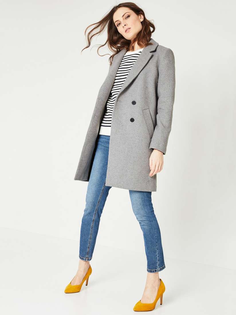 Buy promod Women Grey Melange Solid Trench Coat Coats for Women 8876489 Myntra