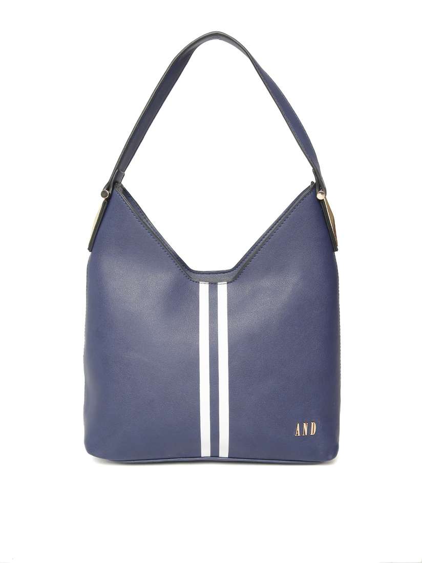 Buy AND Navy Blue Solid Hobo Bag Handbags for Women 8882851 Myntra