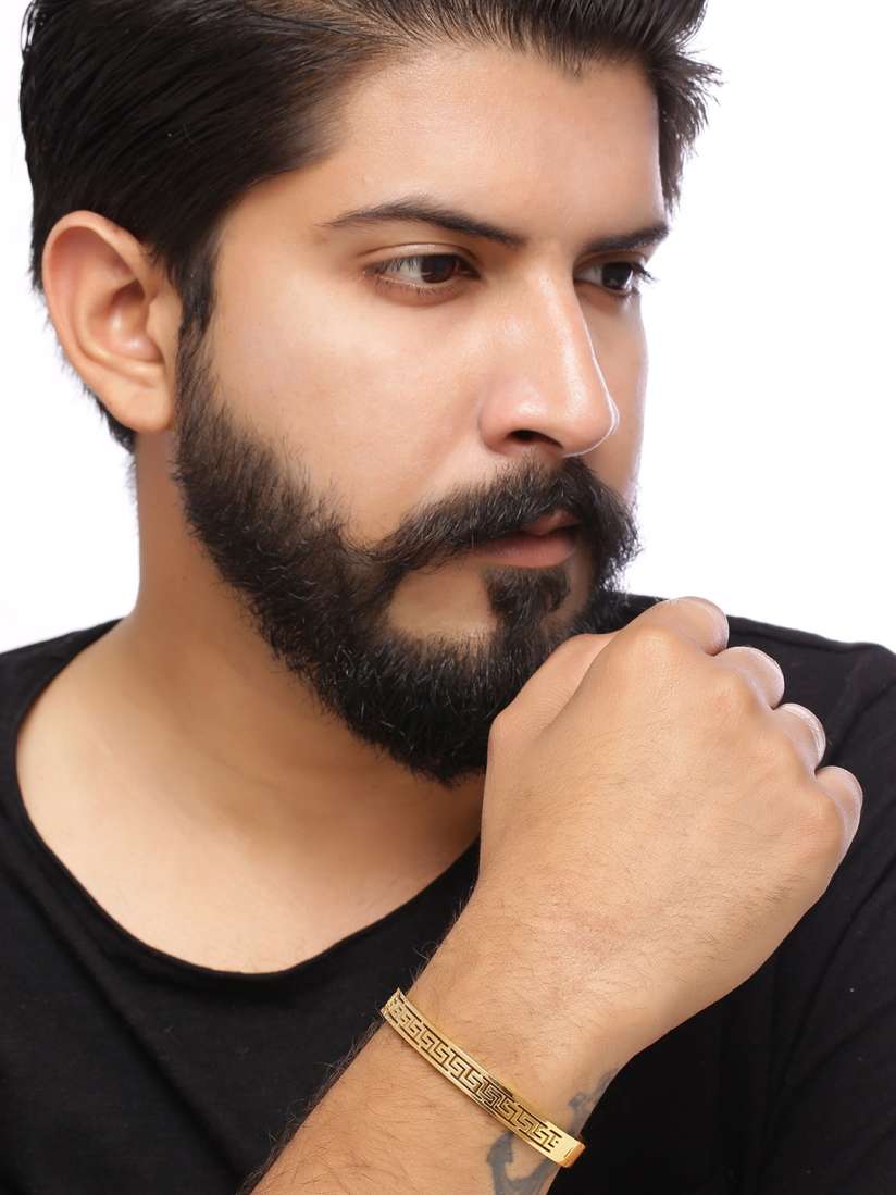 Buy Dare by Voylla Men Gold Plated Stainless Steel Kada Bracelet Bracelet for Men 8900963 Myntra