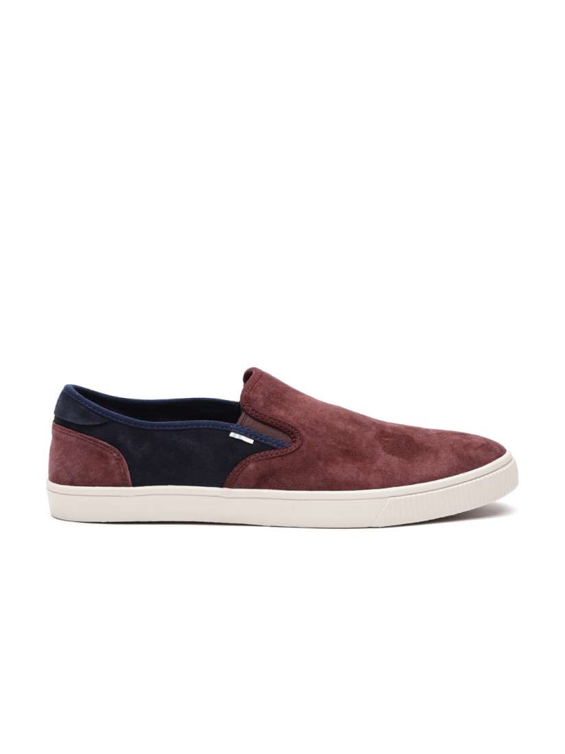 Buy TOMS Men Burgundy Navy Blue Colourblocked Suede Slip On Sneakers Casual Shoes for Men 8903445 Myntra