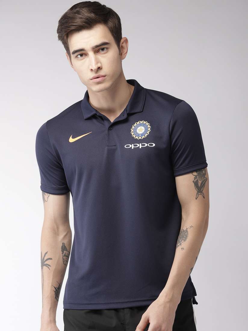 Buy Nike Men Navy Standard Fit AS BCCI M NKCT Solid DRI FIT Polo Collar T shirt Tshirts for Men 8903921 Myntra