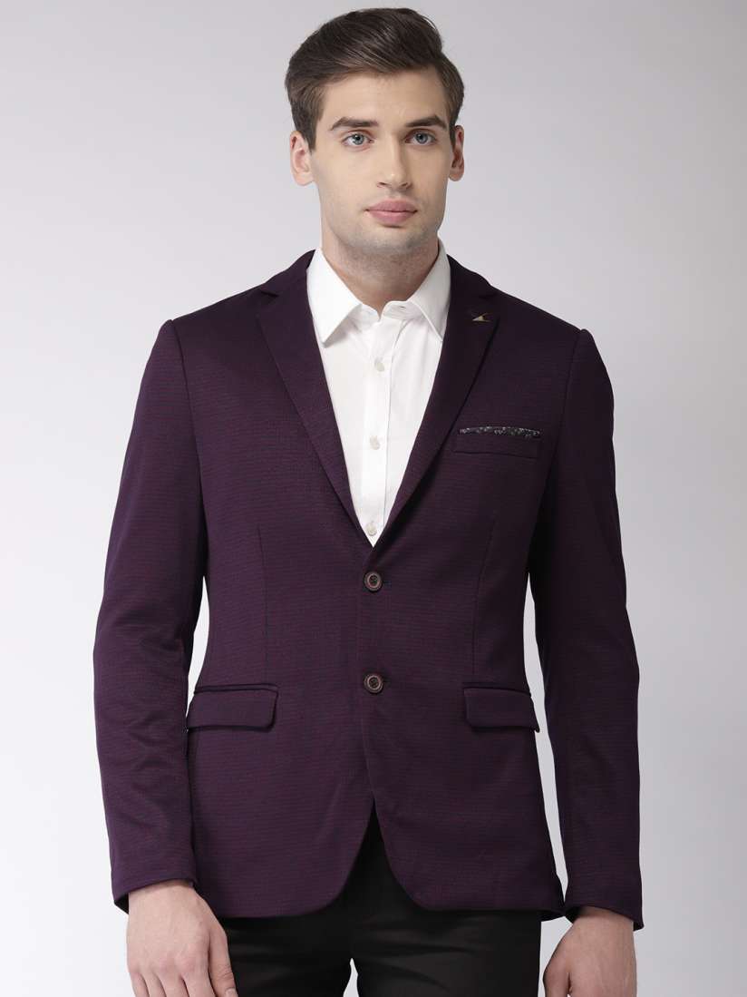 Buy Arrow Men Maroon Navy Self Design Single Breasted Zero Calorie Fit Formal Blazer Blazers for Men 8908001 Myntra