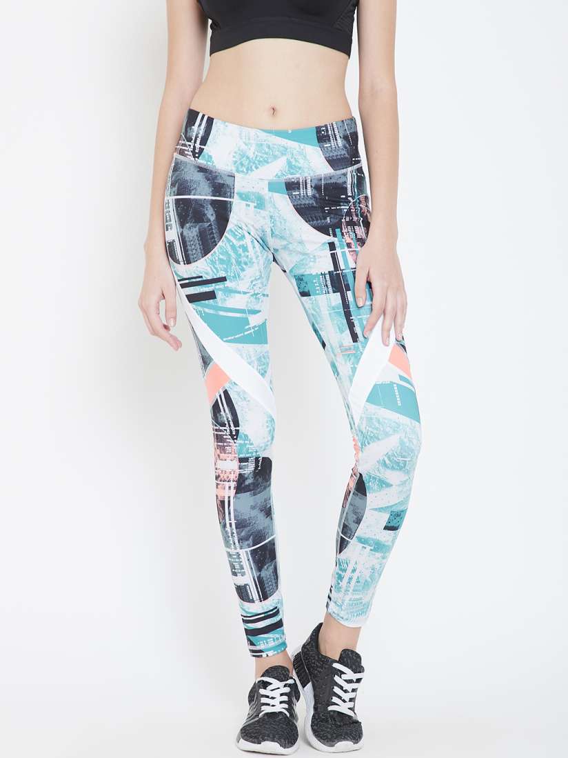 Buy Reebok Women White Green Printed WOR MYT Moonshift Tights Tights for Women 8973707 Myntra