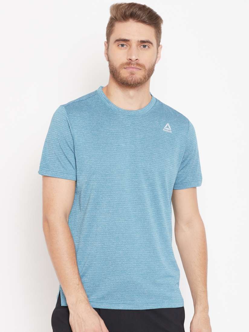 Buy Reebok Men Blue Self Design WOR Melange Tech Top Training T Shirt Tshirts for Men 8973897 Myntra