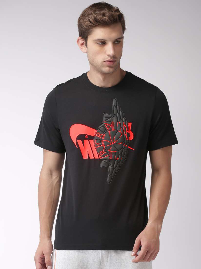 Buy Nike Men Black Printed FUTURA WINGS Round Neck Pure Cotton T shirt Tshirts for Men 8974207 Myntra