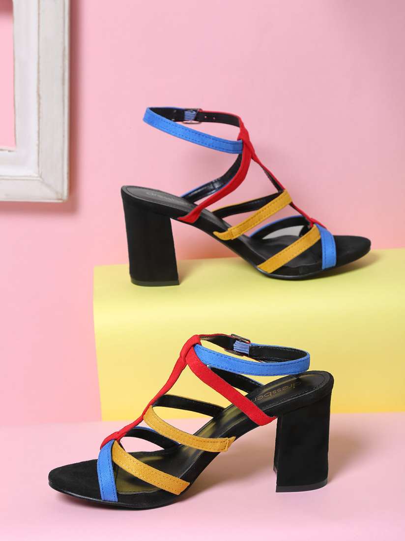 Buy DressBerry Women Multicoloured Colourblocked Sandals Heels for Women 8975545 Myntra