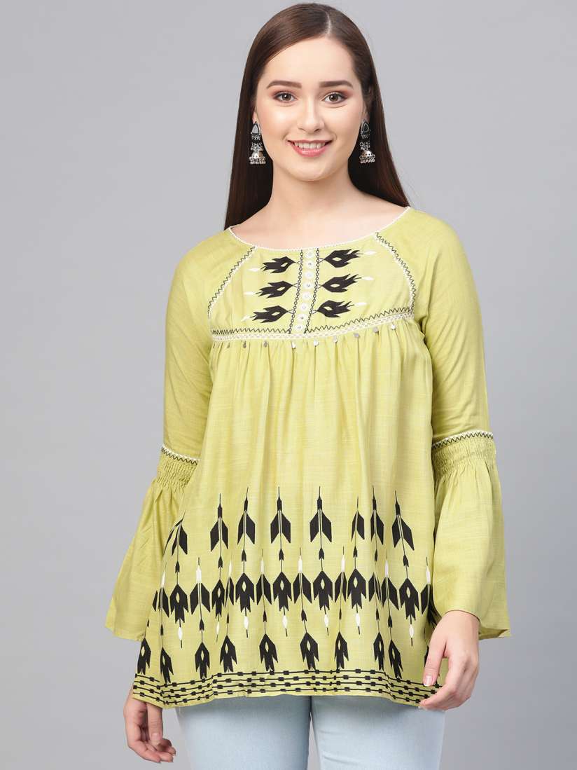 Buy W Women Green Black Printed A Line Top Tops for Women 8990777 Myntra