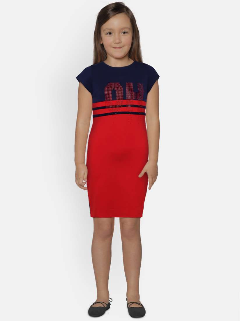 Buy Tiny Girl Girls Red Colourblocked T shirt Dress Dresses for Girls 9008279 Myntra