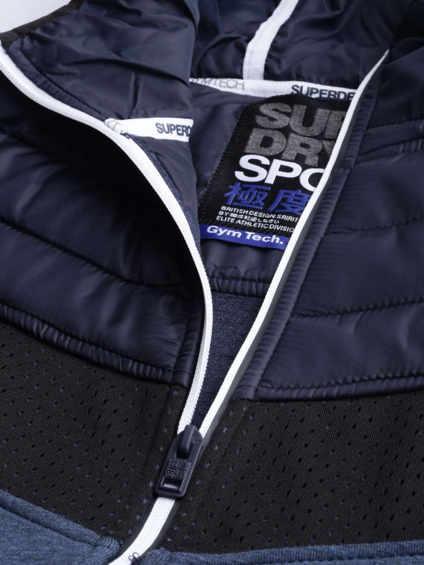 Buy Superdry Sport Men Navy Blue Colourblocked GYM TECH CHEVRON HYBRID Sporty Jacket Jackets for Men 9010787 Myntra