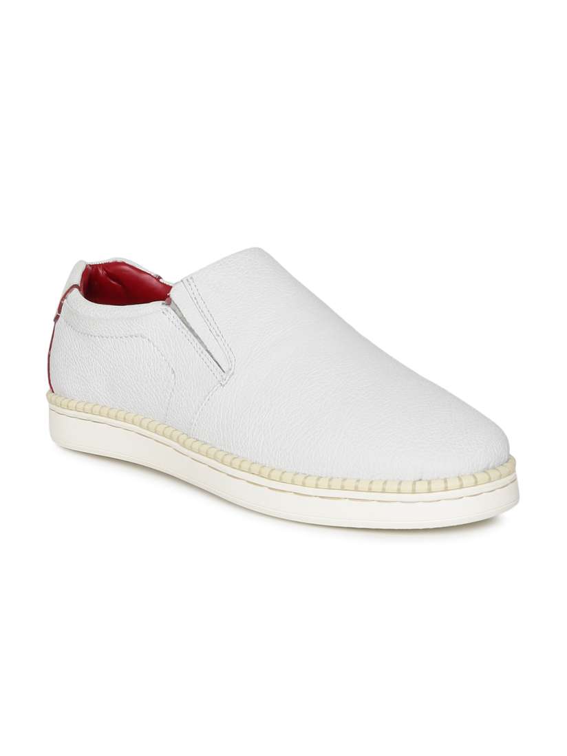 Buy Ruosh Men White Solid Leather Slip On Sneakers Casual Shoes for Men 9012511 Myntra