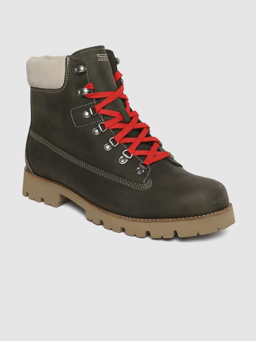 Buy Timberland Men Green Solid KINGSPT DRING Leather Mid Top Flat Boots Boots for Men 9022663 Myntra