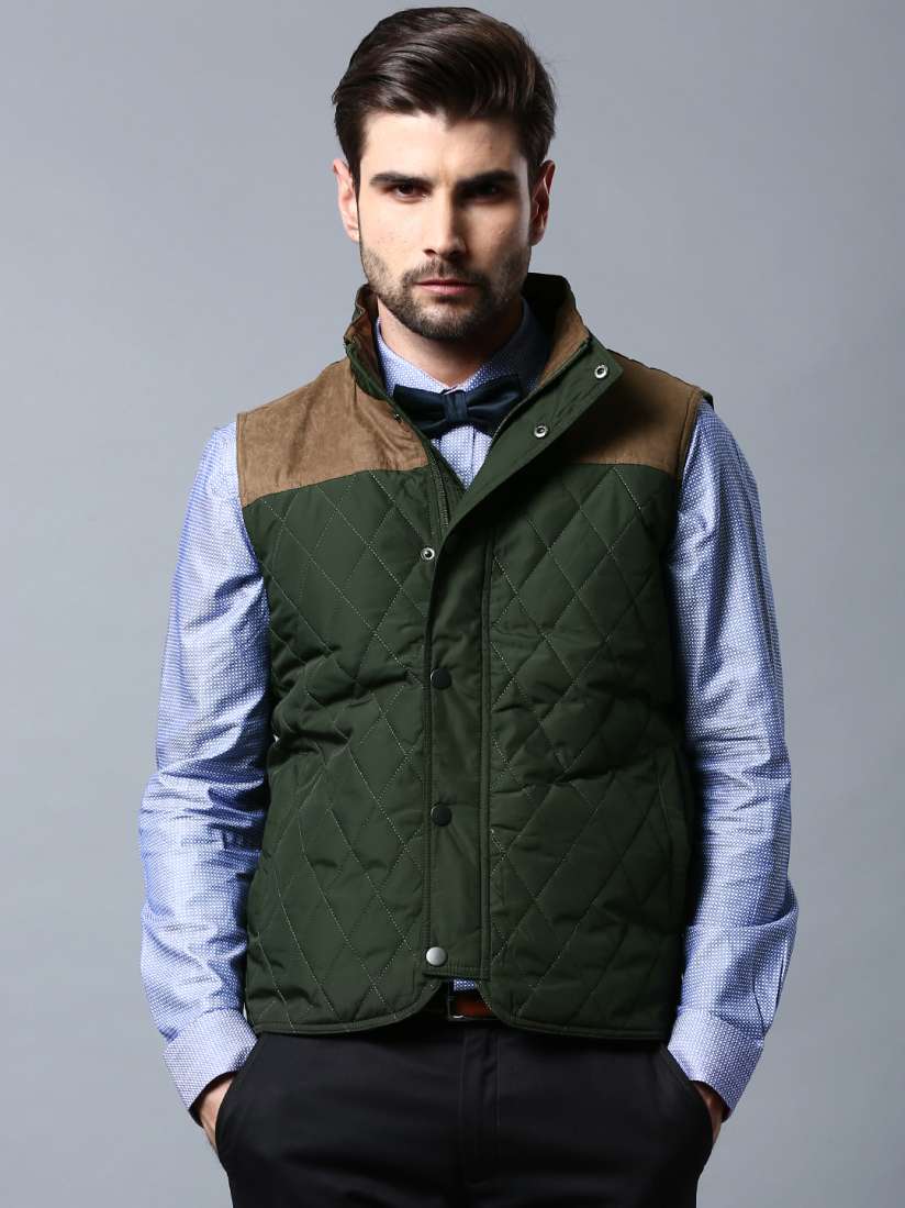 Sleeveless green jacket online