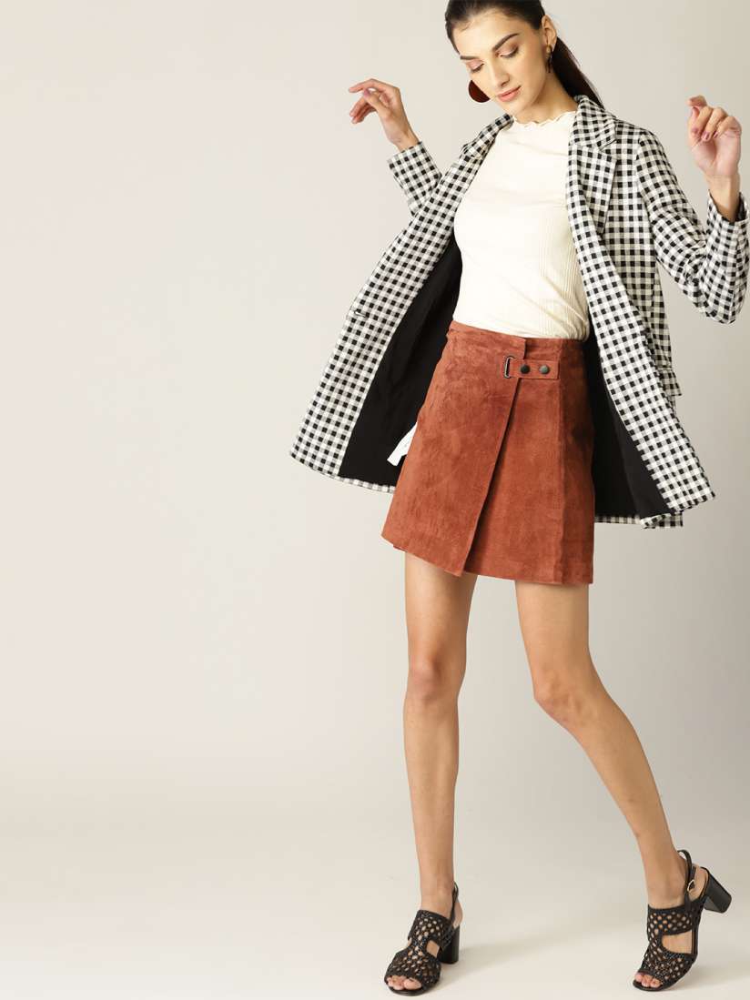 Rust brown leather skirt on sale