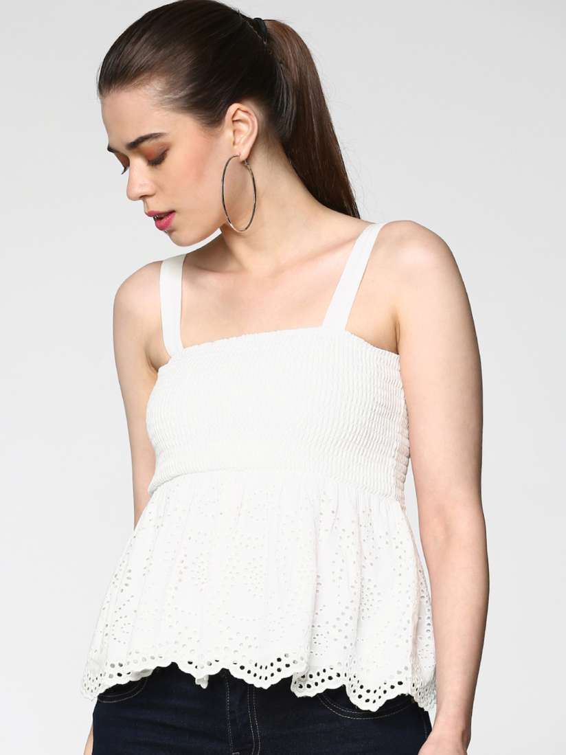 White peplum top sleeveless online