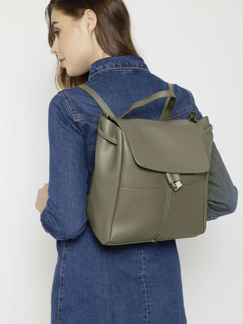 Buy CARPISA Women Olive Green Solid Backpack Backpacks for Women 9052625 Myntra