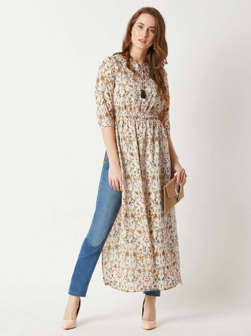 Buy Miss Chase Peach Coloured Floral Pleated Maxi Top Tops for Women 9052863 Myntra