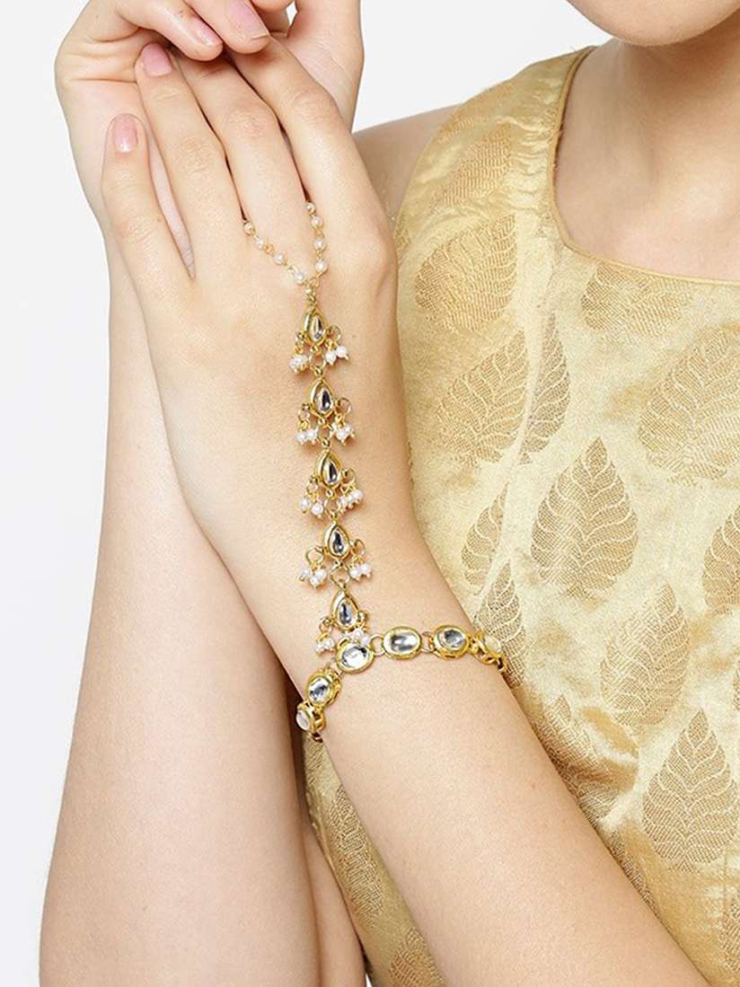 Buy KARATCART Off White Gold Plated Kundan Studded Ring Bracelet Bracelet for Women 9063771 Myntra