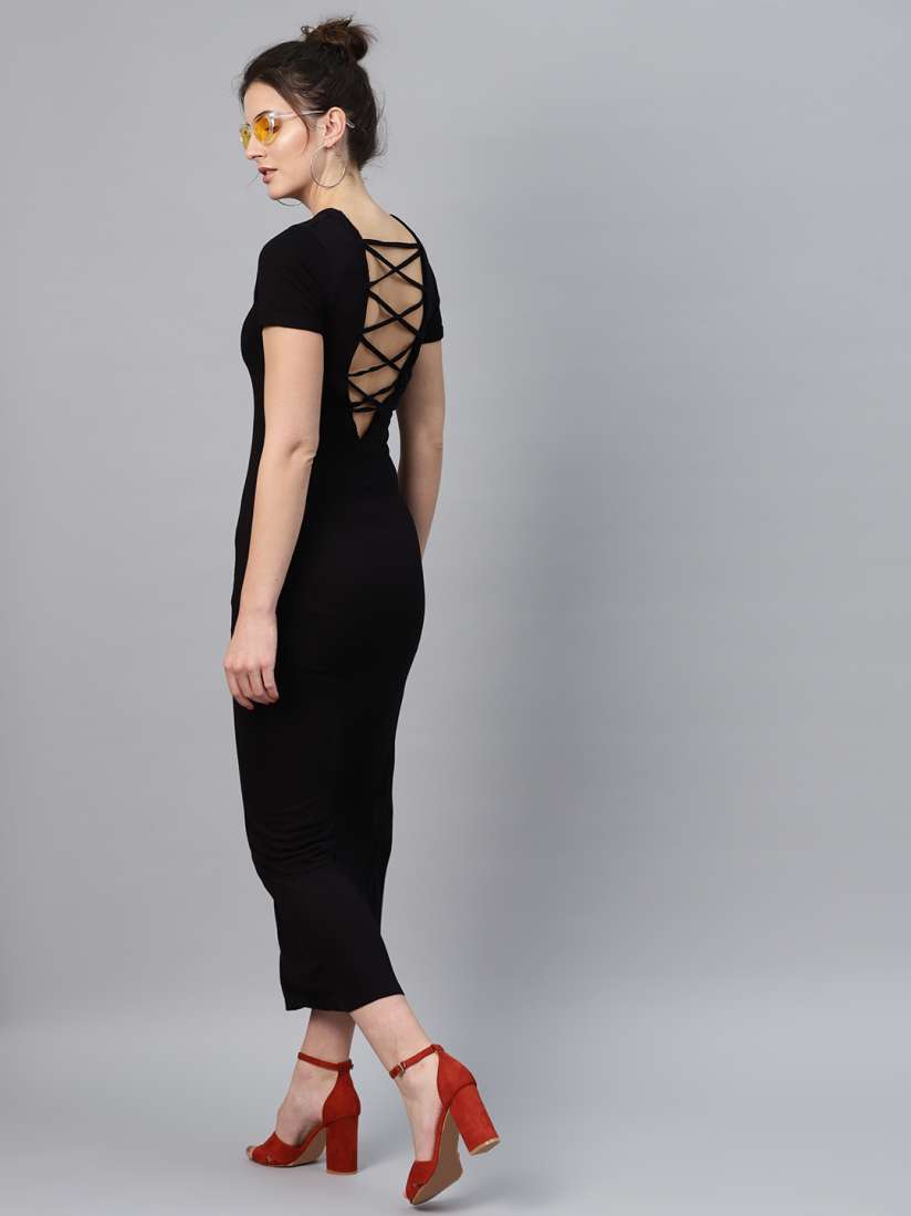 Myntra black maxi dress shop