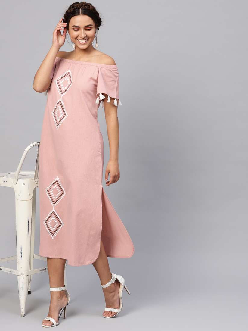 Buy SASSAFRAS Women Pink Printed Shift Dress Dresses for Women 9073099 Myntra