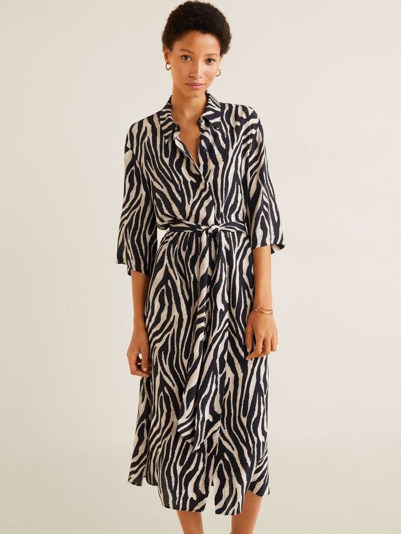 Mango animal print shirt dress discount