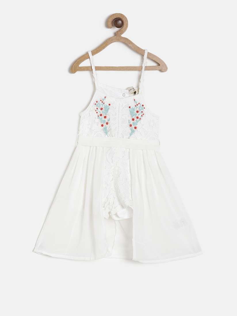 Buy Gini and Jony Girls White Self Design Fit and Flare Dress Dresses for Girls 9143659 Myntra