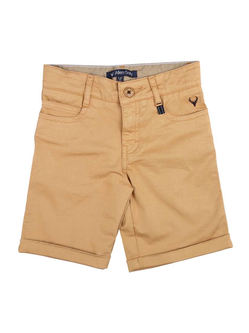 Buy Allen Solly Junior Boys Khaki Solid Regular Fit Denim Shorts Shorts for Boys 9146789 Myntra