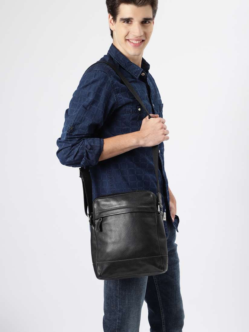 Buy Fossil Men Black Solid Leather Sling Bag Handbags for Men 9150599 Myntra