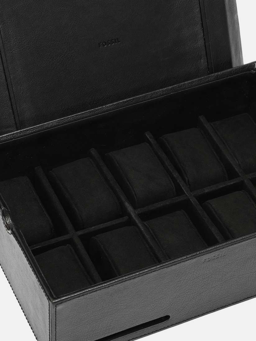 Buy Fossil Men Black Ten Piece Genuine Leather Watch Box Accessory Gift Set for Men 9150747 Myntra