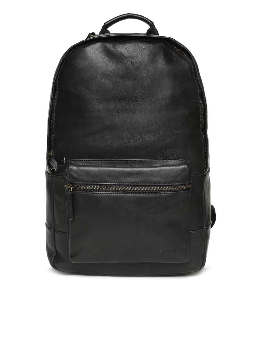 Buy Fossil Men Black Solid Leather Backpack Backpacks for Men 9150873 Myntra
