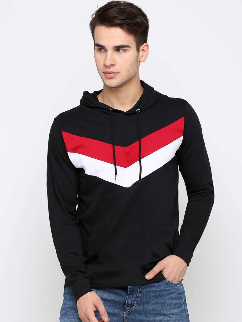 Buy Maniac Men Black Colourblocked Hood T shirt Tshirts for Men 9156865 Myntra