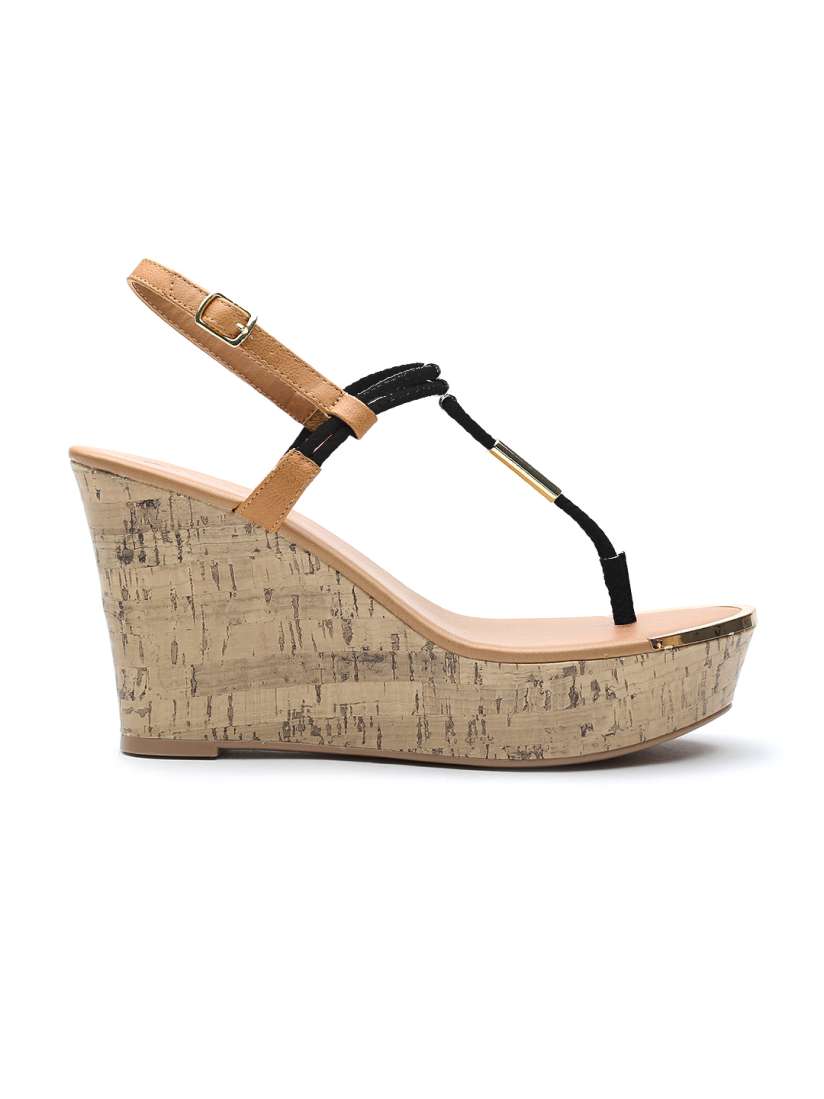 Buy Qupid Women Black Tan Brown Wedges Heels for Women 915926 Myntra