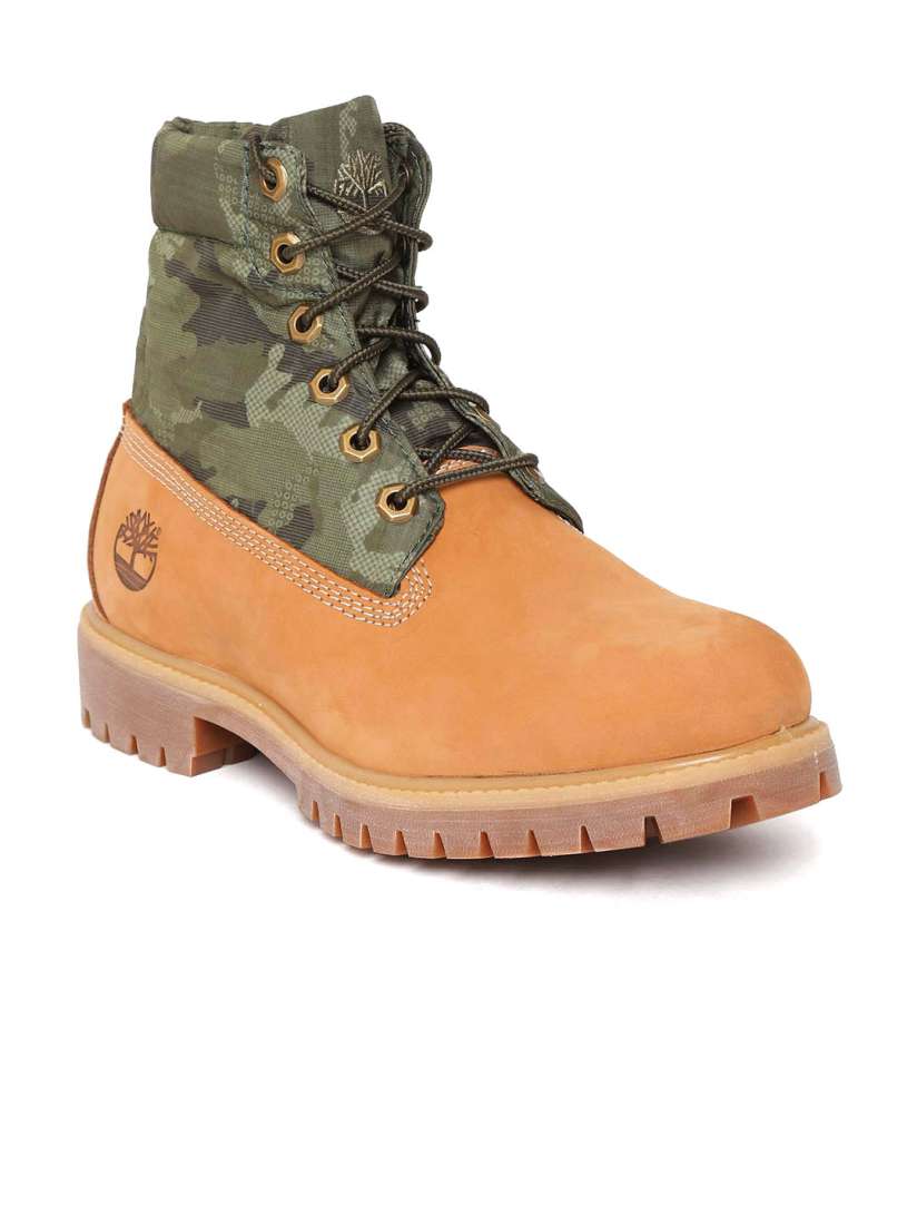 Buy Timberland Men Tan Brown Olive Green Camouflage Print AF Roll Top Mid Top Boots Boots for Men 9161523 Myntra