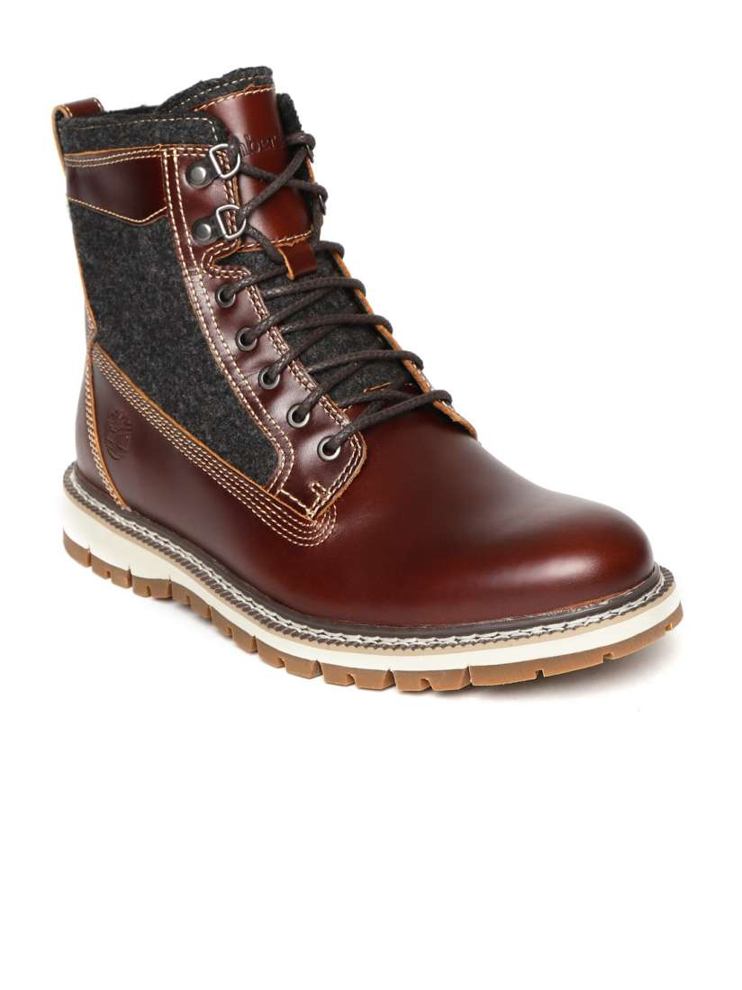Buy Timberland Men Brown Britton Hill Nxtwool Mixed Media Flat Boots Boots for Men 9161795 Myntra