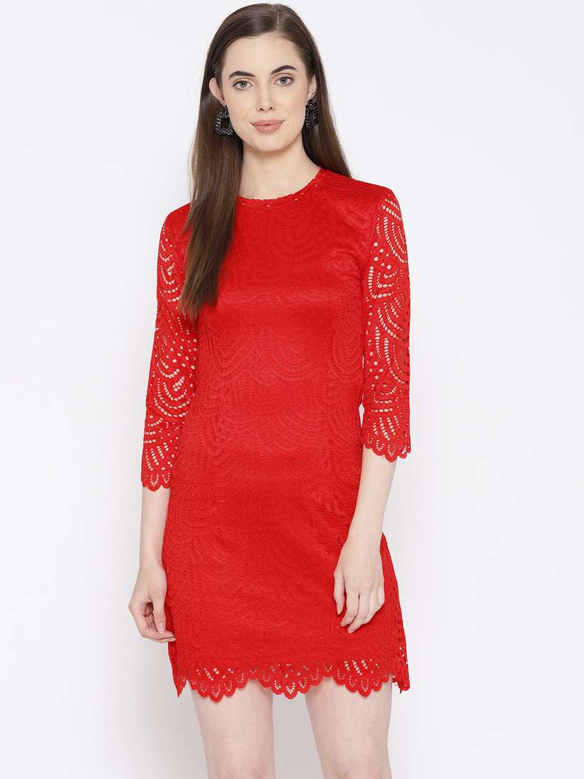 Buy ONLY Women Red Lace Sheath Dress Dresses for Women 9163029 Myntra