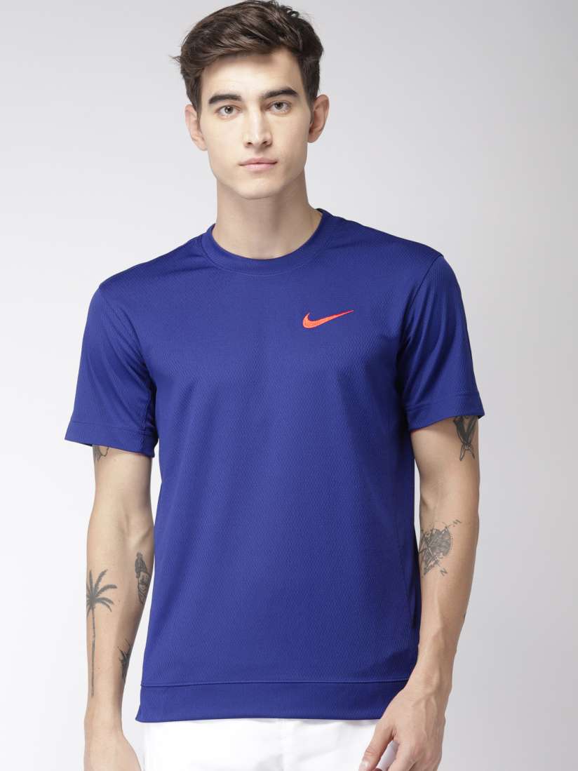 Buy Nike Men Blue Loose Fit Self Design Round Neck CLASSIC DRI FIT Basketball T shirt Tshirts for Men 9163801 Myntra