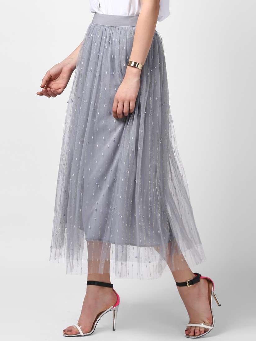 Grey embellished skirt online
