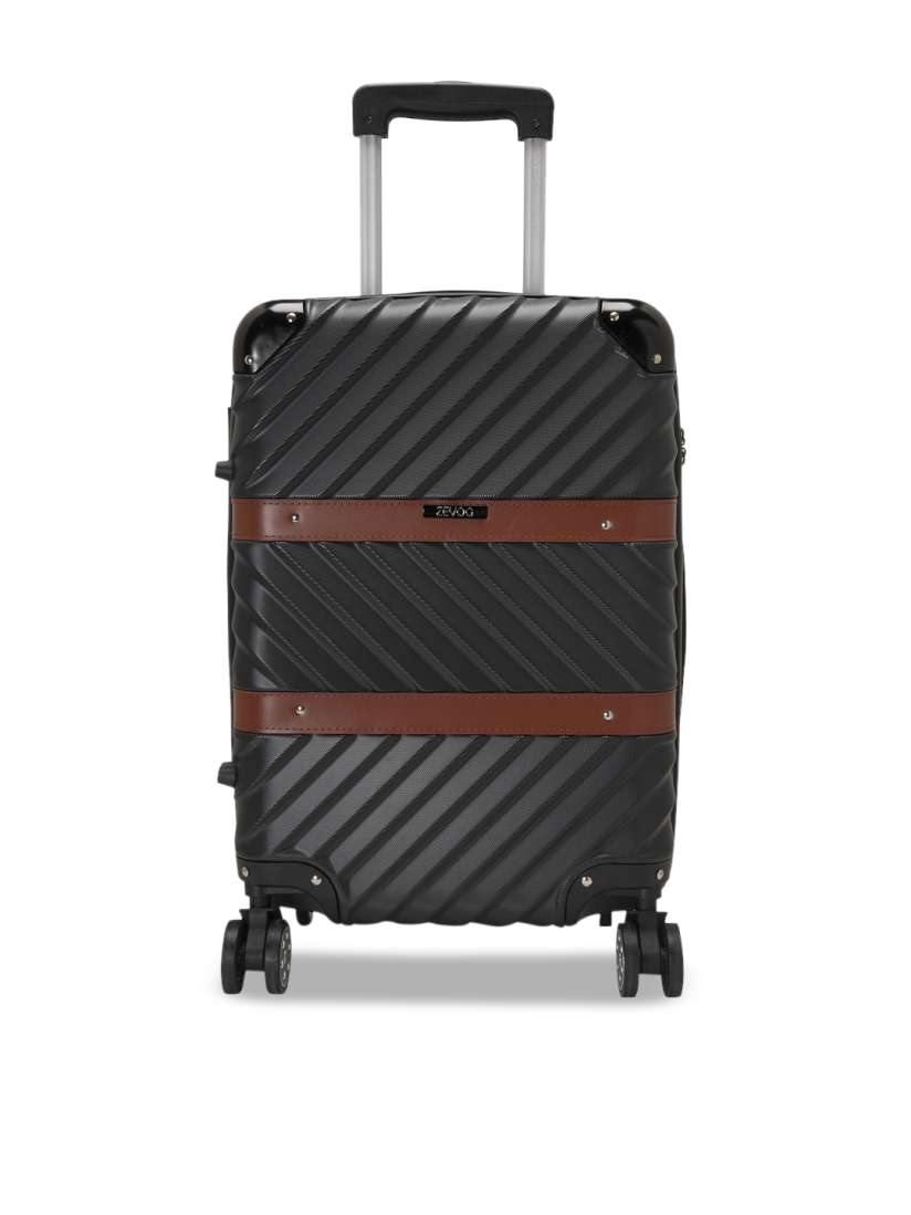 Buy ZEVOG Black Textured Vitton Hard Sided Cabin Trolley Suitcase Trolley Bag for Unisex 9171707 Myntra