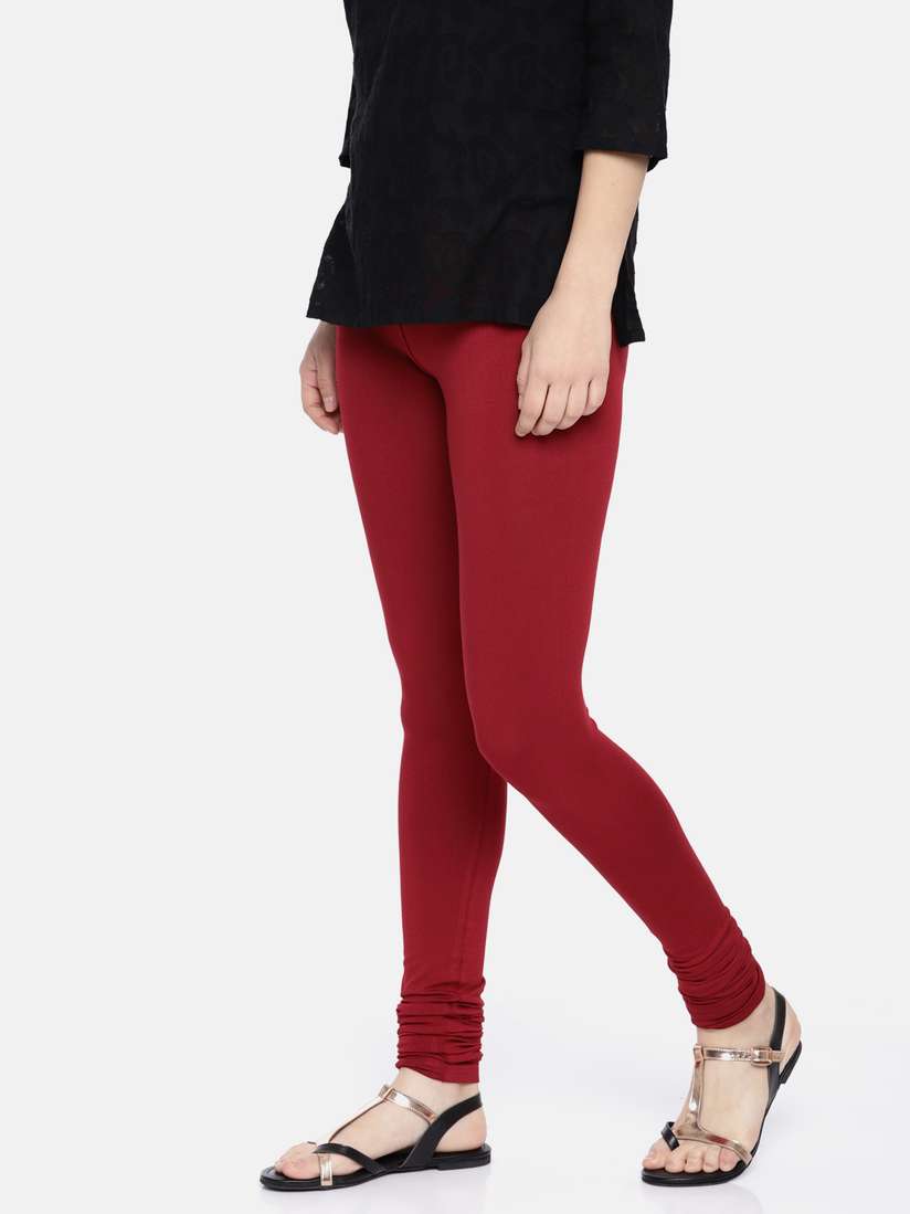 Churidar Leggings Maroon Perfect Fit Cotton Lycra Churidar