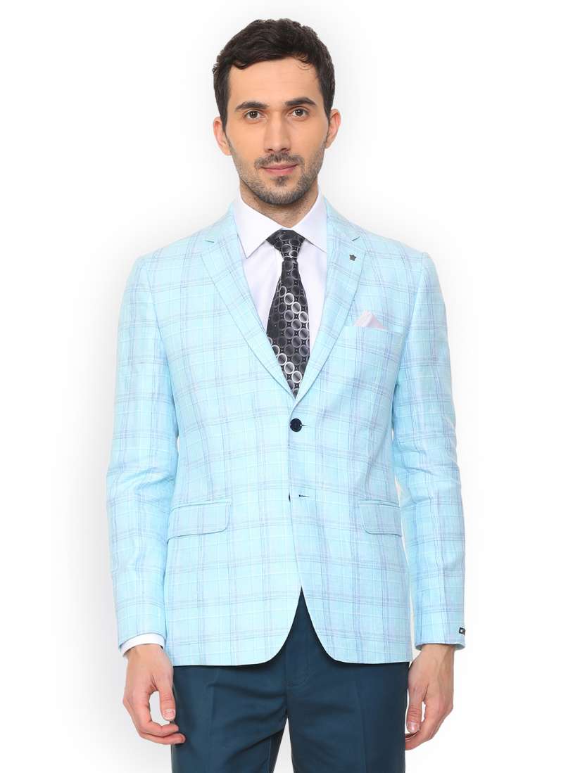 Buy Louis Philippe Men Blue Checked Slim Fit Single Breasted Blazer Blazers for Men 9201777 Myntra