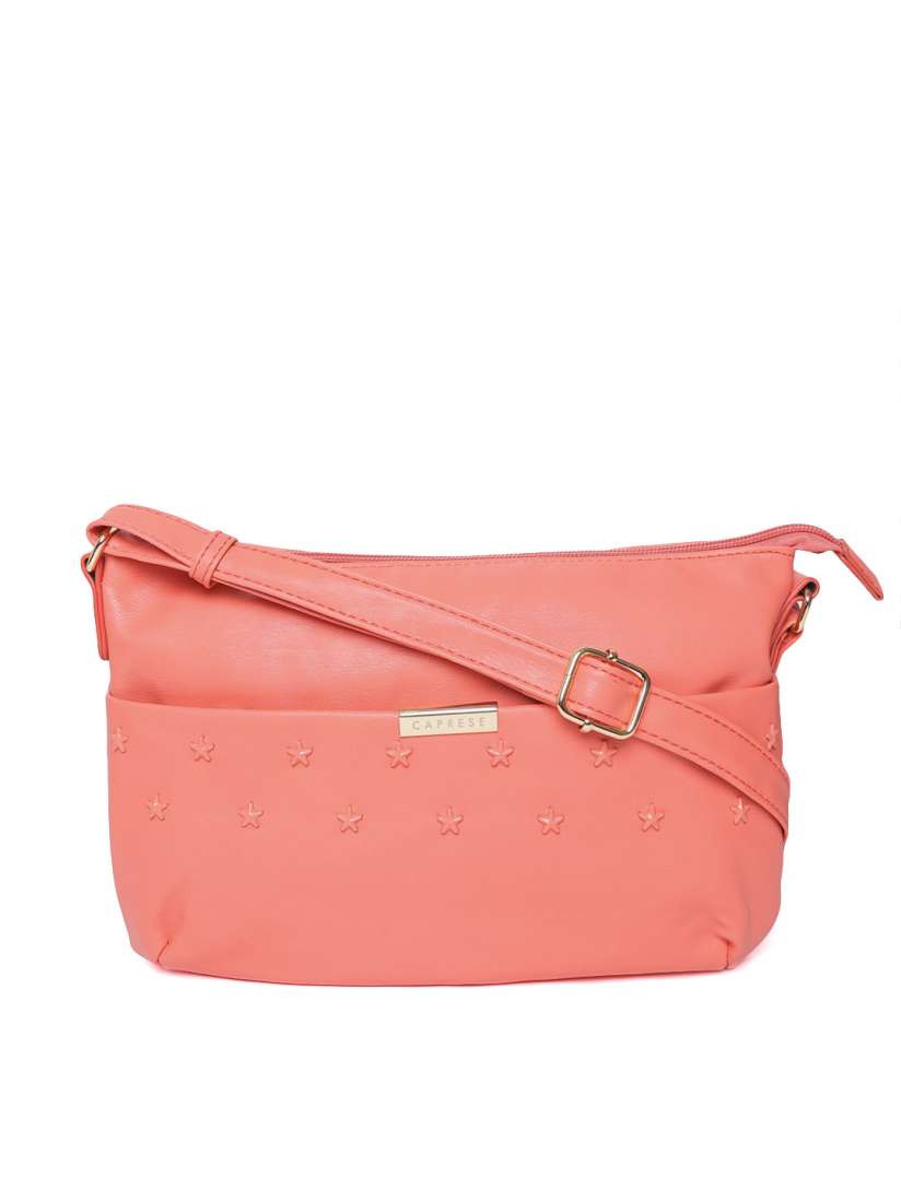 Buy Caprese Peach Coloured Solid Sling Bag Handbags for Women 9204433 Myntra
