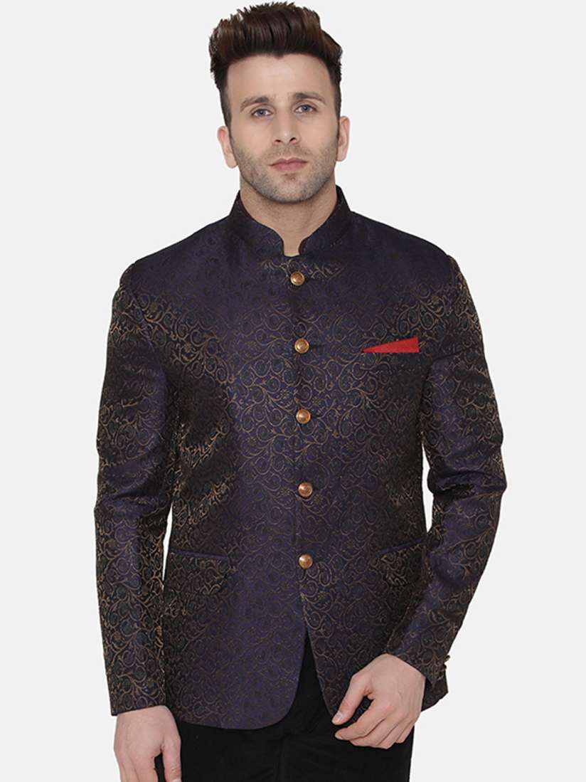 Buy Wintage Men Purple Printed Regular Fit Bandhgala Blazer Blazers for Men 9228483 Myntra