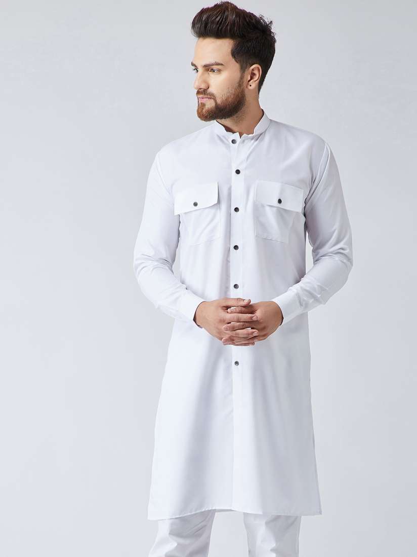 White solid straight kurta top