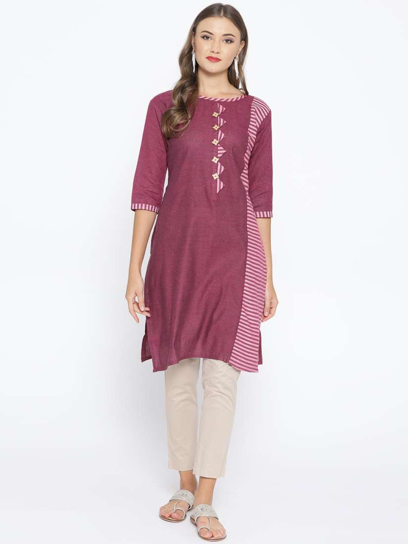 Striped straight kurta sales