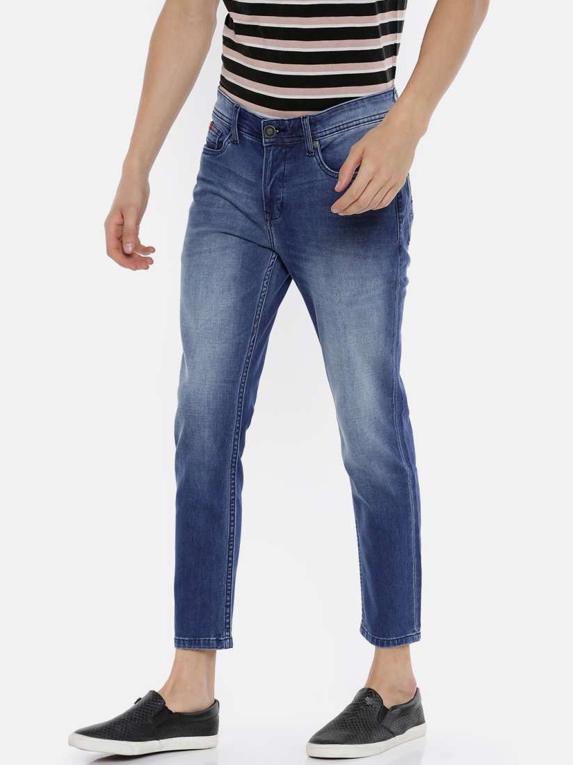 Buy Lee Cooper Men Blue Artie Cropped Slim Fit Mid Rise Clean Look Stretchable Jeans Jeans for Men 9238741 Myntra