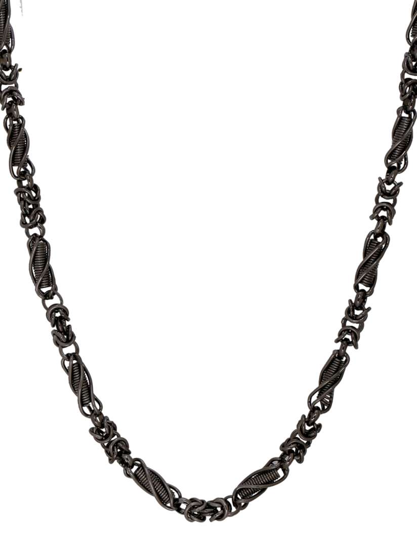 Buy Dare by Voylla Men Rhodium Plated Black Handcrafted Chain Necklace and Chains for Men 9247173 Myntra