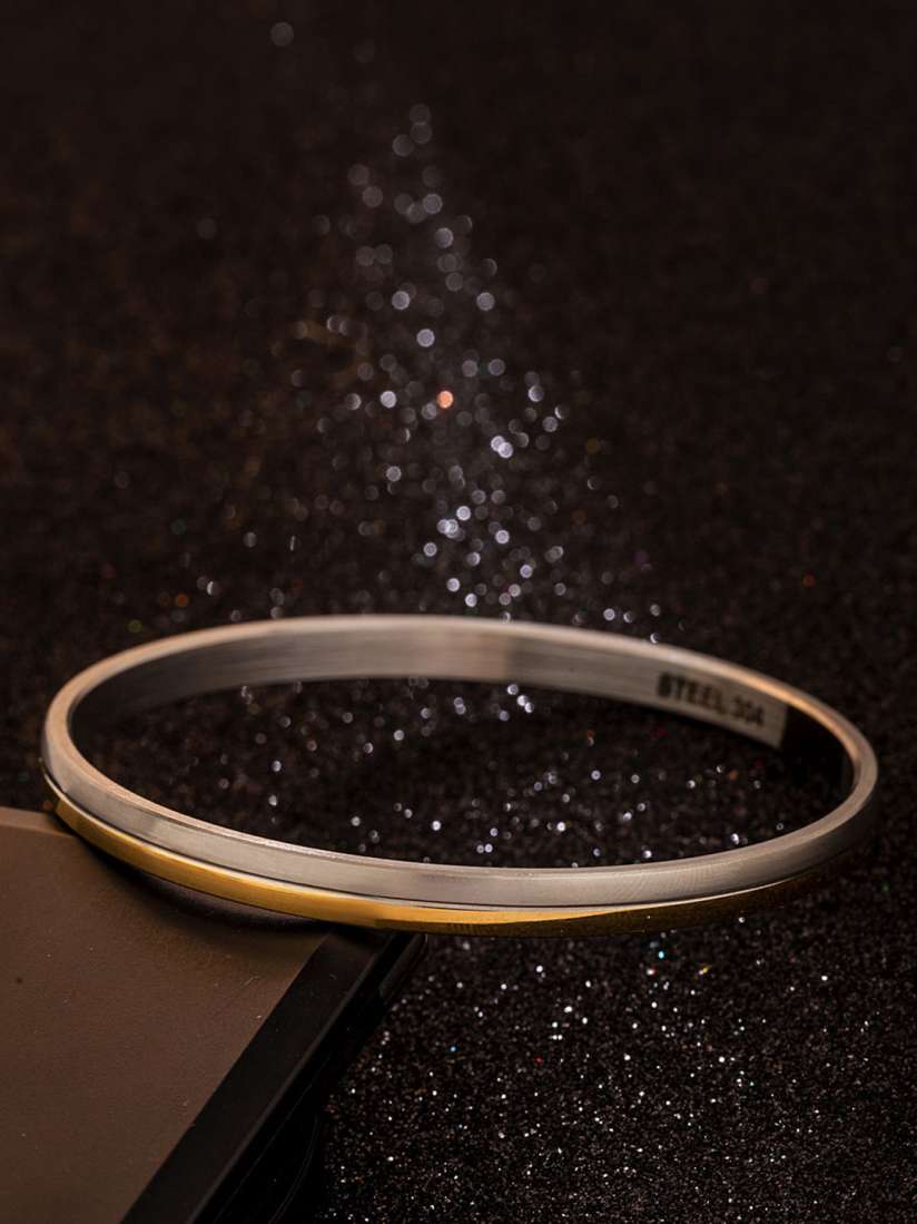 Buy Dare by Voylla Gold Toned Stainless Steel Rhodium Plated Handcrafted Kada Bracelet Bracelet for Men 9247215 Myntra