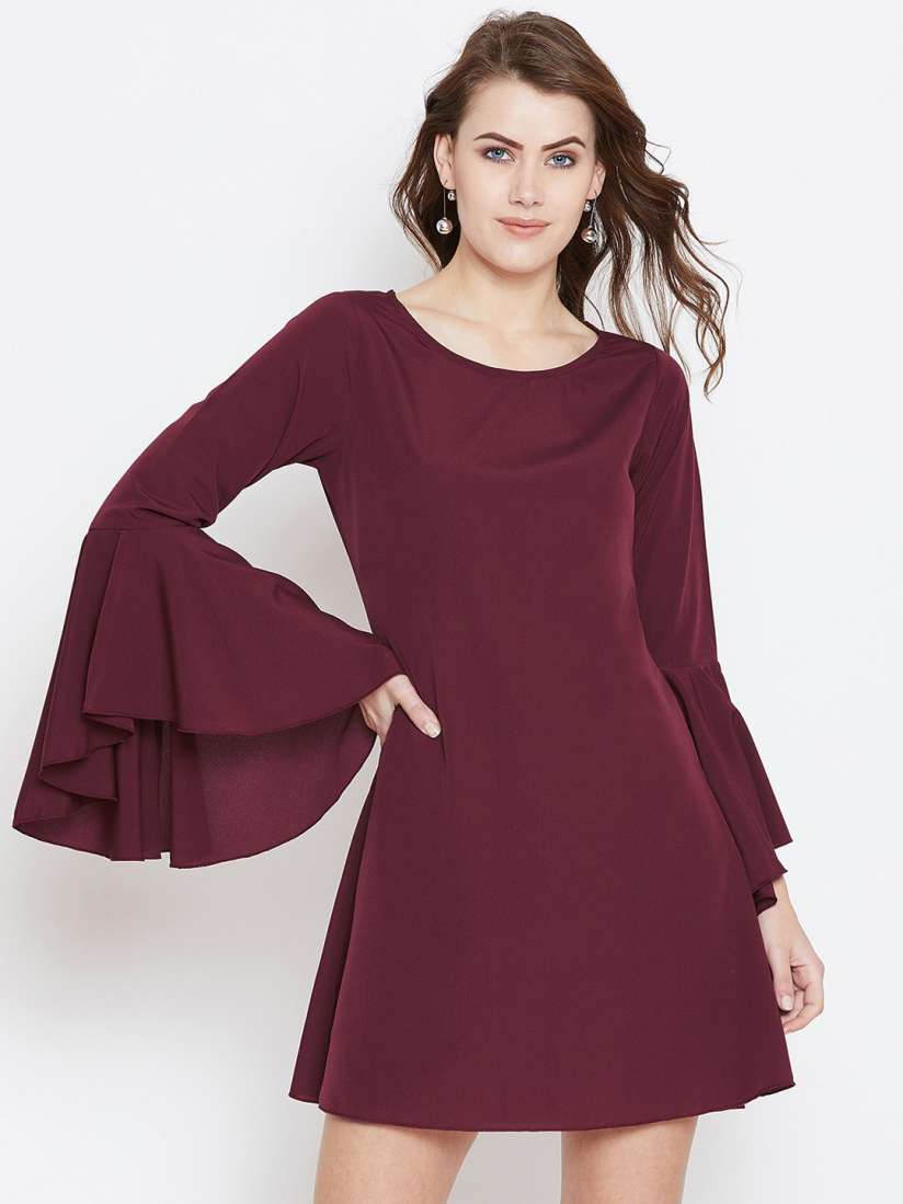 Buy Berrylush Women Maroon Solid A Line Dress Dresses for Women 9249051 Myntra