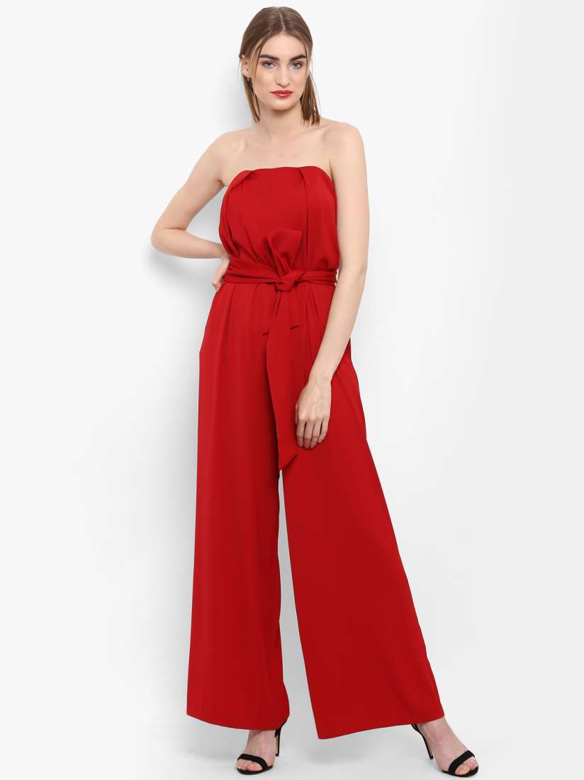 Buy Forever New Red Solid Basic Jumpsuit Jumpsuit for Women 9256163 Myntra