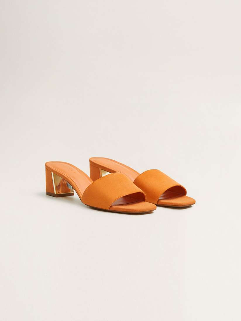Buy MANGO Women Orange Solid Leather Block Heels Heels for Women 9258687 Myntra