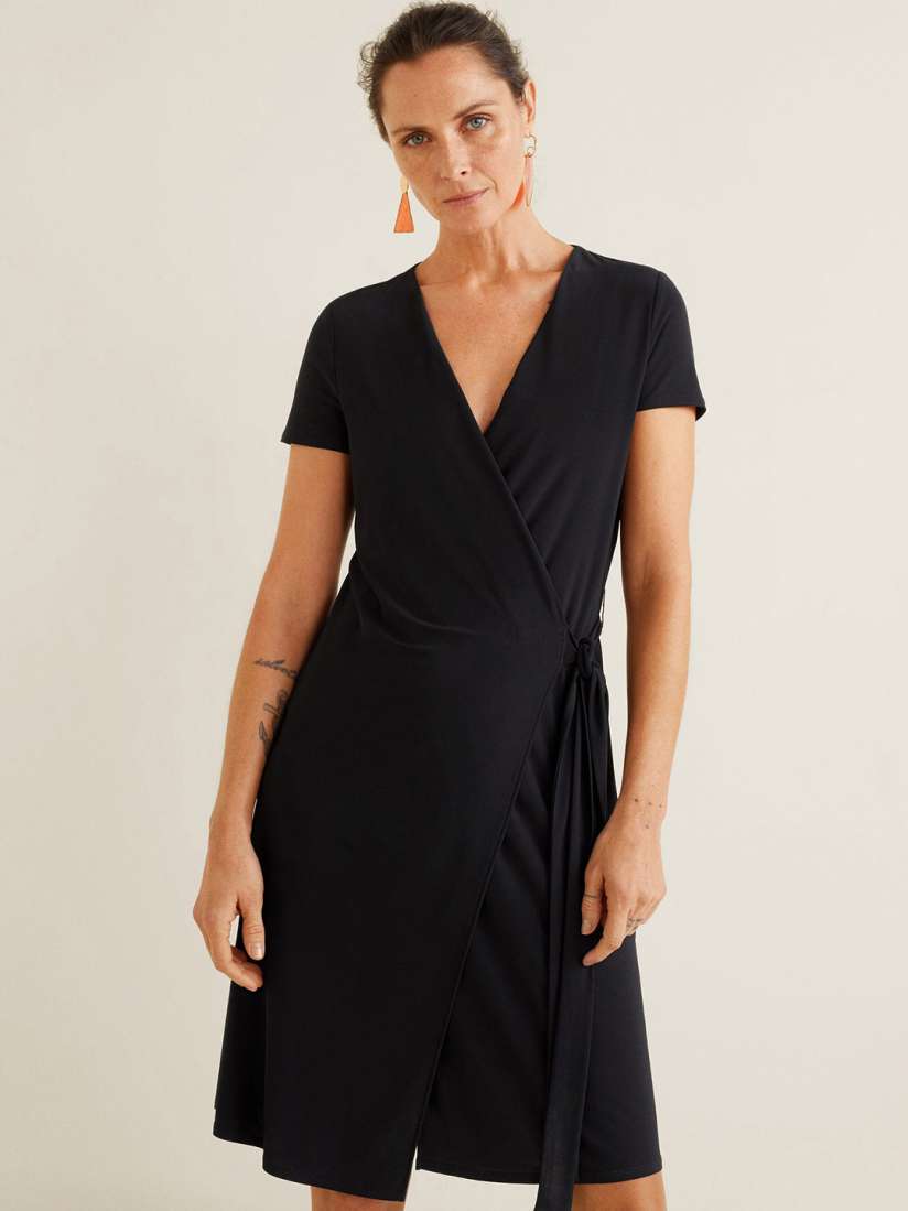 Mango black wrap dress 2025